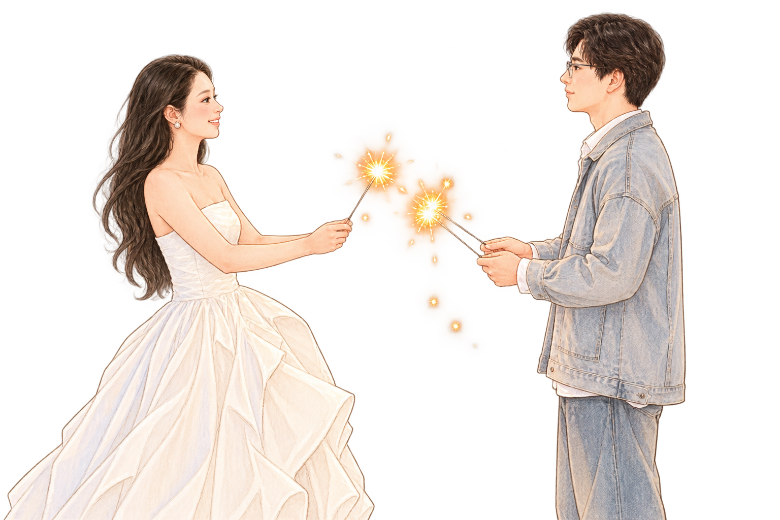 婚礼手绘插画